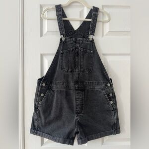 Old Navy Black Denim Overall Shorts Size L